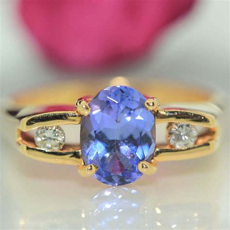 Estate 14k Yellow Gold Natural Tanzanite And Diamond Solitaire Etsy