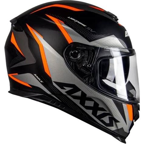 Capacete Axxis Eagle SV Lightning Laranja Cinza Fosco