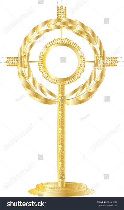 Golden Monstrance Eucharistic Adoration Blessed Sacrament Vector De