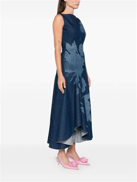 ERDEM Flared Denim Midi Dress Blue FARFETCH