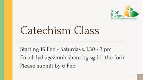 Catechism Class | Zion Bishan Bible-Presbyterian Church