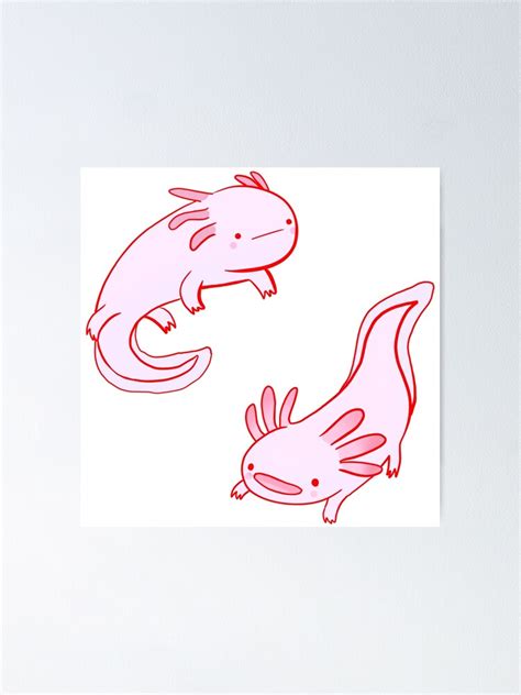 Pink Axolotls Drawing Poster For Sale By Mayarart Redbubble