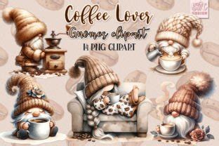 Watercolor Coffee Lover Gnomes Clipart Graphic By Kisscdesign