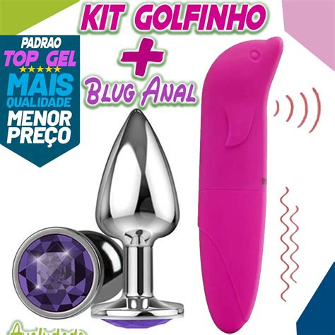 Kit Sex Shop Er Ticos Vibrador Feminino Golfinho Plug Anal C