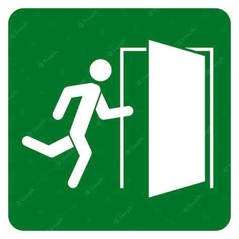 Premium Vector | Fire exit sign with door green emergency exit vector icon