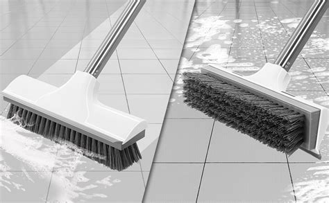 Omegepi Long Handle Floor Scrub Brush With Squeegee 2 In 1