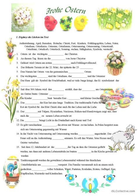 Ostern Deutsch Daf Arbeitsbl Tter Pdf Doc Ostern Grundschule