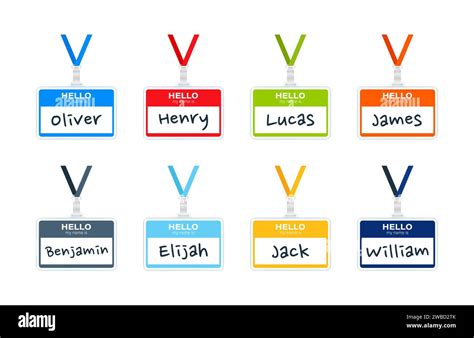 Colorful Name Tag Badges Vector Set For Personal Introduction Or