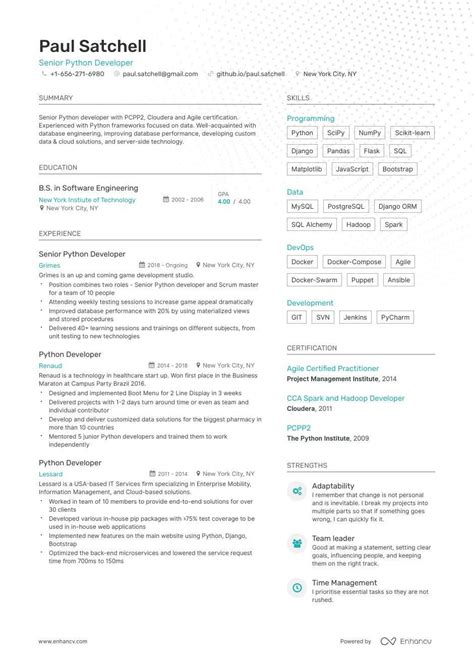 Professional Python Developer Resume Examples Guide For 2021