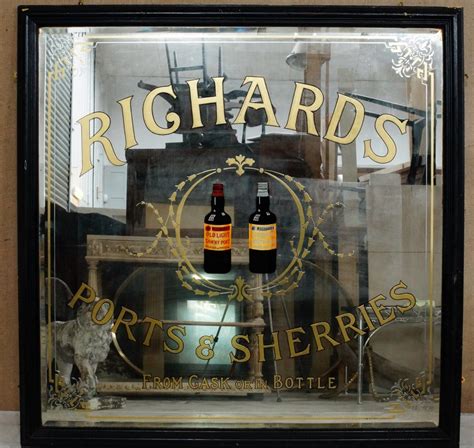 Large Antique Richards Distilleries Pub Advertising Mirror Sold