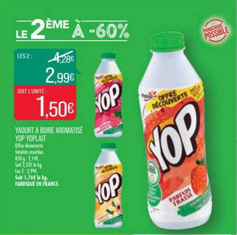 Promo Yaourt à Boire Aromatisé Yop Yoplait chez Match