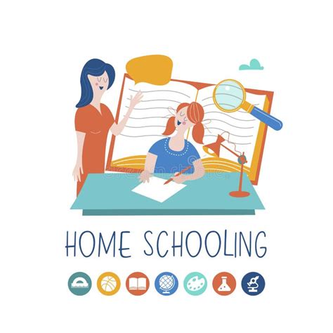 Das Konzept Von Homeschooling Emblem Der Ausbildung Auch Im Corel