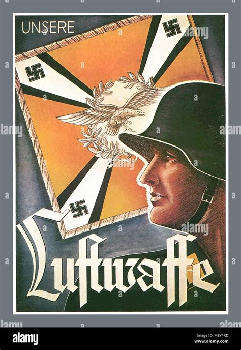 1942 WW2 Nazi Germany Propaganda Poster Our Luftwaffe Ceremonial Flag