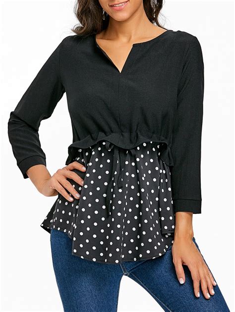 [36 Off] Polka Dot Peplum Blouse Rosegal