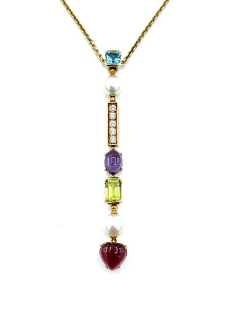 Bulgari Allegra Gem Set Line Pendant Necklace In K Yellow Gold