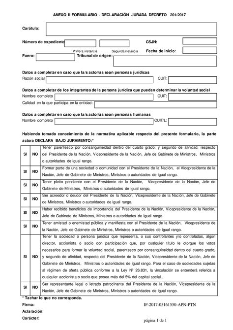 Resol 2017 13 Apn Ptn Anexo Ii Formulario Declaracion Jurada Decreto