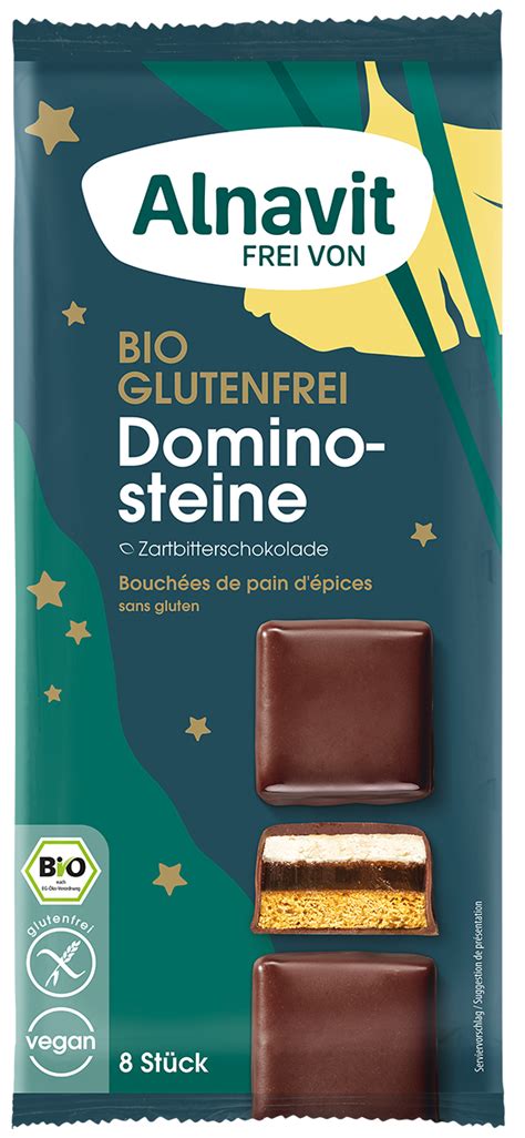 Glutenfreie und vegane Dominosteine 140 g in Bio Qualität von Alnavit