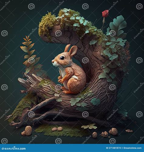 Easter Bunny In A Forest Wonderland Generative Ai Stock Illustration