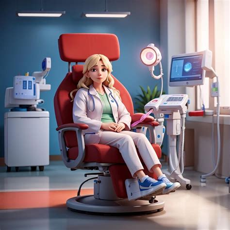 Premium Photo Female Volunteer Sitting In Medical Hospital Chair With