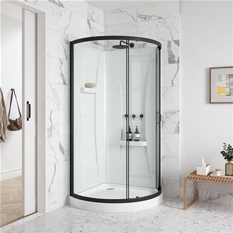 Ensemble De Douche En Coin Breeze Par OVE Decors Noir Rond De 77 48 Po