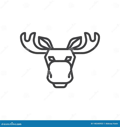 Elk Moose Head Line Icon Stock Vector Illustration Of Horn