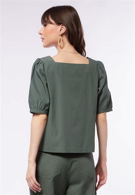 Square Neck Puff Sleeves Blouse Et Cetera