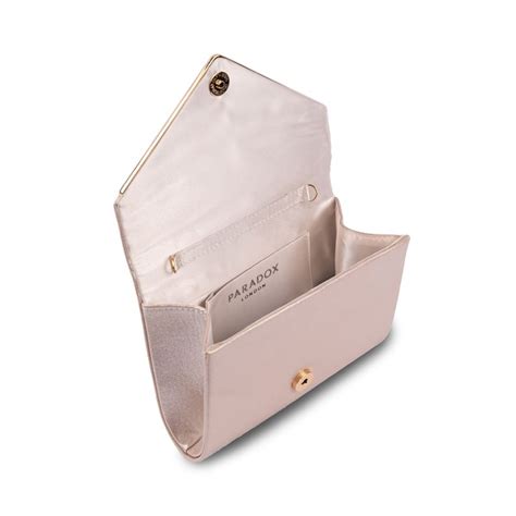 Paradox London Darcy Nude Shimmer Box Clutch Bag