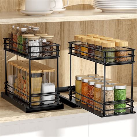 Amazon Lsgddm Sliding Spice Rack Organizer For Cabinet Tier