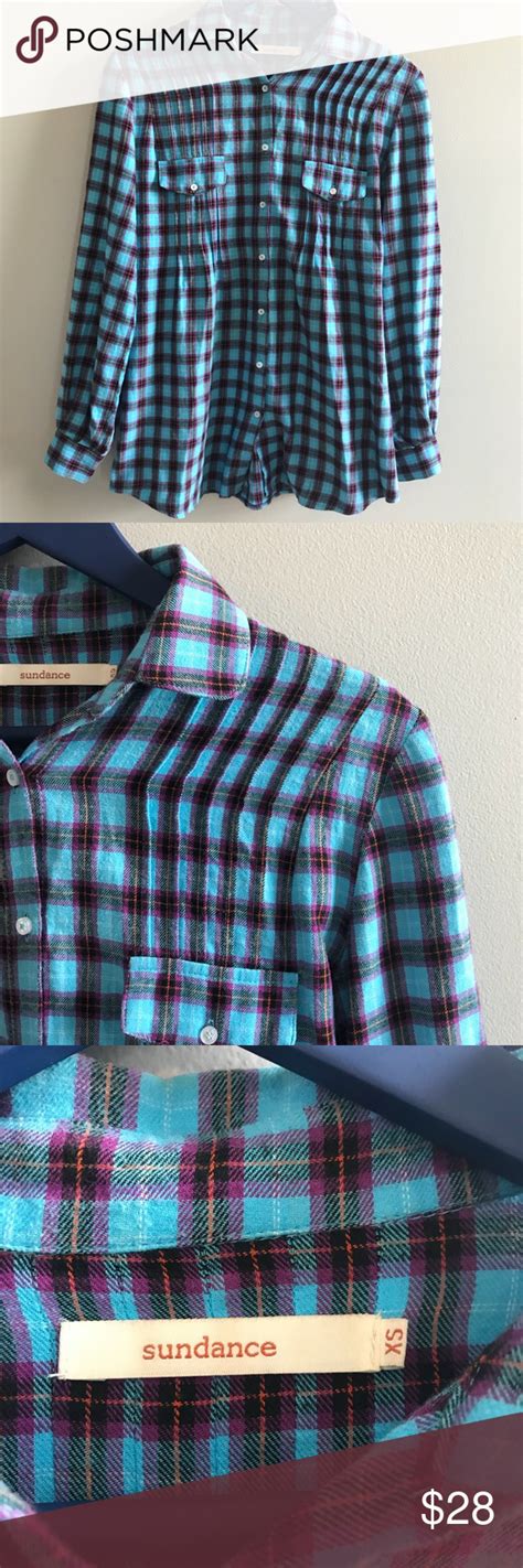 4 25 Sundance Plaid Flannel Button Down Shirt