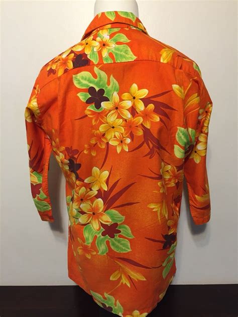 Vintage 1960s Kimos Polynesian Orange Hawaiian Shirt Gem