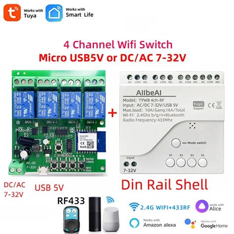 4ch Tuya Smart Wifi Motor Switch Module Dc 12v 24v 32v Rf433 Radio