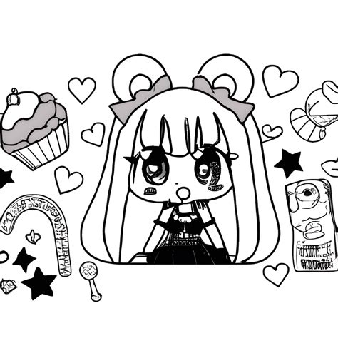 Ausmalbild Chibi Kawaii Creative Fabrica