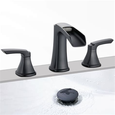 Matte Black Waterfall Bathroom Faucet 3 Hole, Sanliv 4-16 Inch