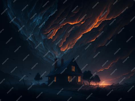 Premium AI Image | Creepy Horror Night with Dark Sky