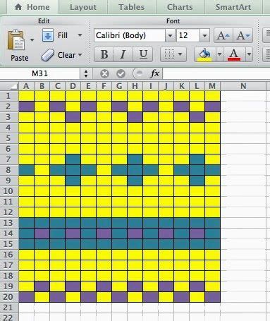 How To Make Colorwork Knitting Charts In Excel Colorwork Chart