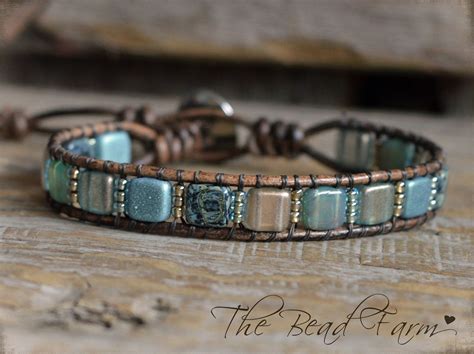 Tile Bead Bracelet A Boho Style Leather Bracelet With Tile Beads