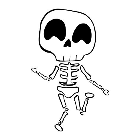 Cute Skeleton Clipart Black And White