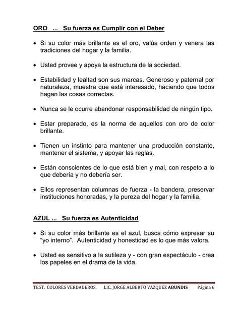 True Colors Test Explicacion PDF