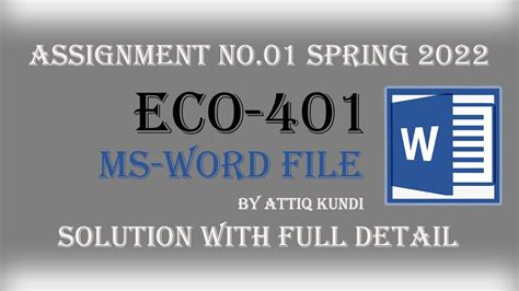 Eco Assignment Spring Msword File By Attiq Kundi Eco