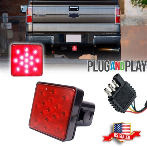 GTINTHEBOX Red Lens 15 LED Brake Light Trailer Hitch Cover Fit Towing