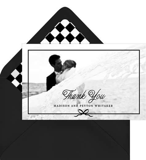 Simple Border Bow Thank You Notes Greenvelope