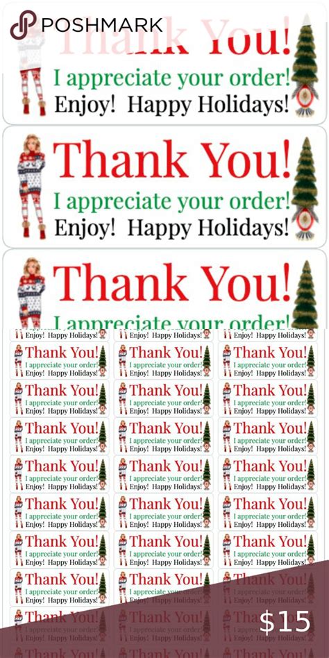 Thank You Labels Stickers Christmas Box Label Red | Sticker labels ...