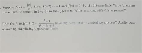 Solved Suppose F X X∣x∣ Since F −2 −1 And F 2 1 By The