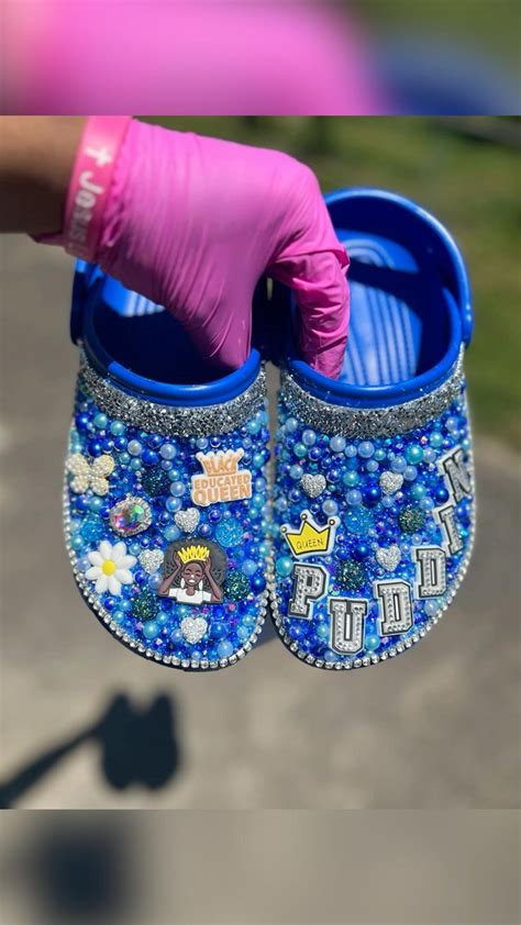 Cute Blue Crocs - Custom Crocs | Blue crocs, Bling shirts, Diy fashion