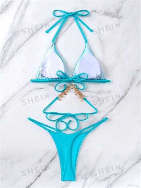 Shein Swim Triangle Bikini Mit Neckholder Kette Aktuelle Trends