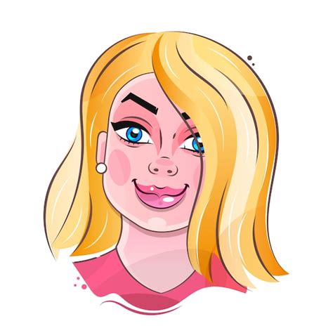 Premium Vector Face Expression Of Woman With Blond Hair Smiling