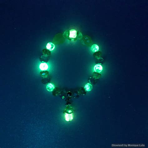 Uranium Glass and Glowies Beaded Crystal Bracelet