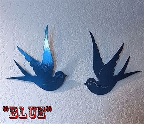 Swallow Metal Wall Art Tattoo Style Bird Custom Pinstripe Etsy