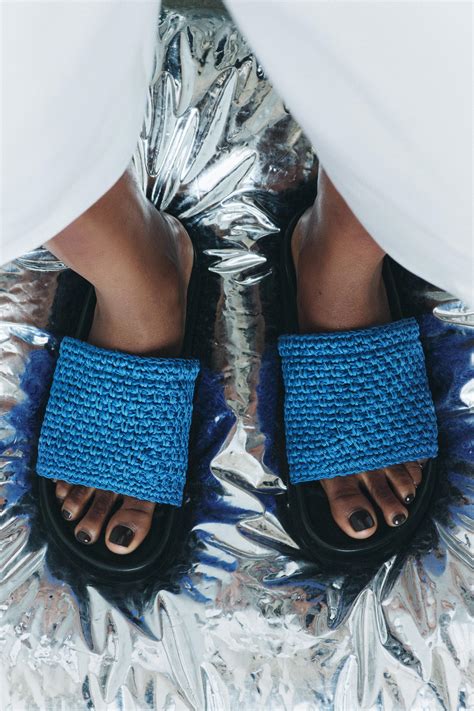 Flat Braided Slider Sandals Blue Zara United Kingdom