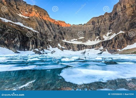 Sunrise at Iceberg Lake in Glacier National Park, Montana Stock Image ...